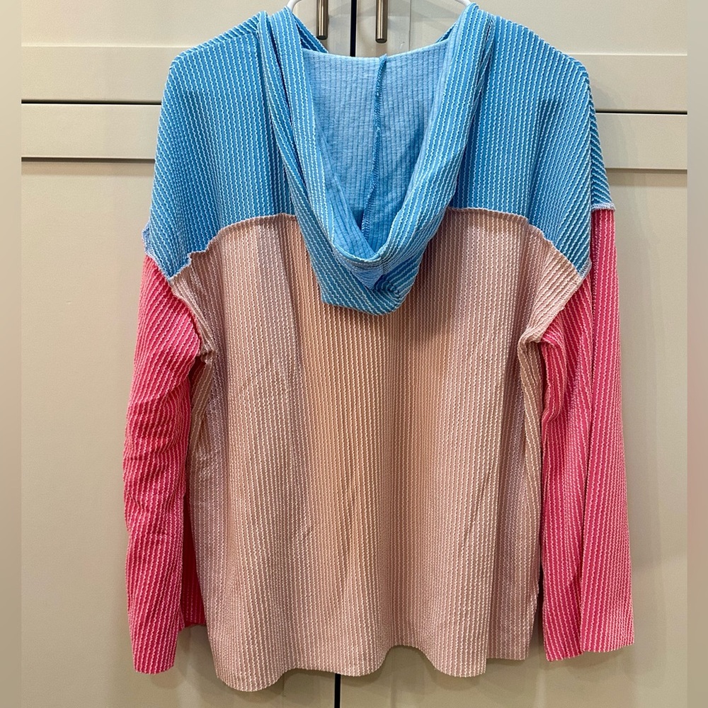 Colorblock Hoodie with Pink and Blue - Picture 6 of 10
